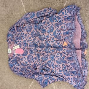 Anthropologie Omika V-Neck Floral Printed Tunic. Color: purple motif